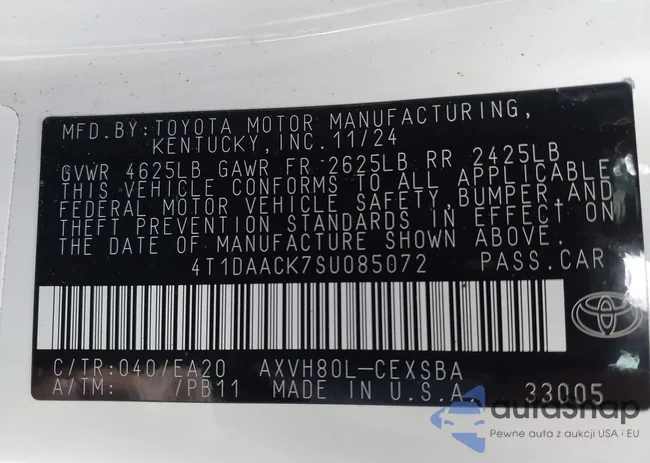 4T1DAACK7SU085072: 43176711