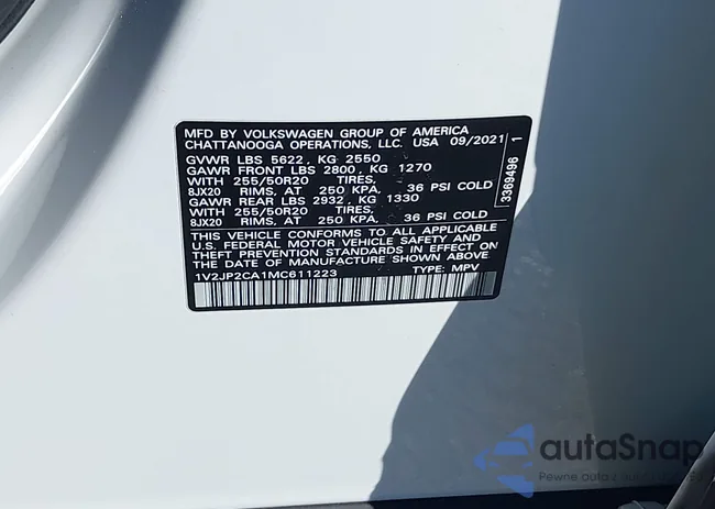 1V2JP2CA1MC611223: 43176742