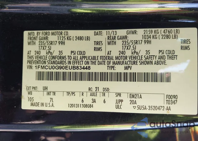 1FMCU0G90EUB83448: 43176809