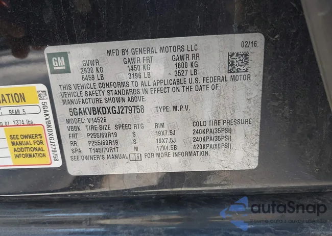 5GAKVBKDXGJ279758: 43176818