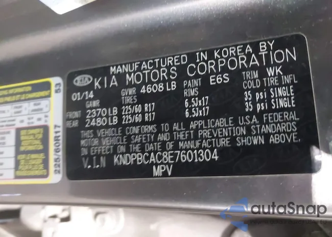 KNDPBCAC8E7601304: 43176858