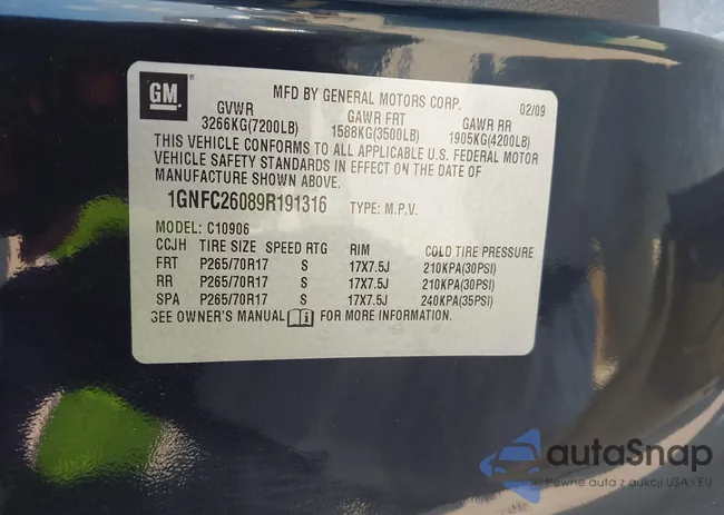 1GNFC26089R191316: 43176871