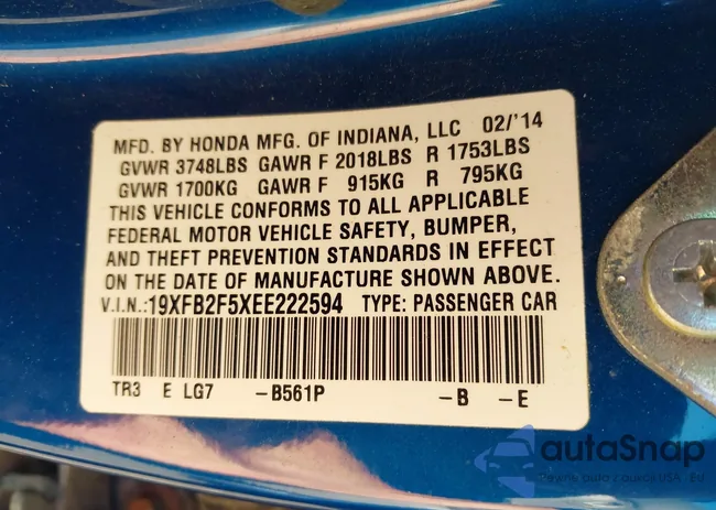 19XFB2F5XEE222594: 43176894