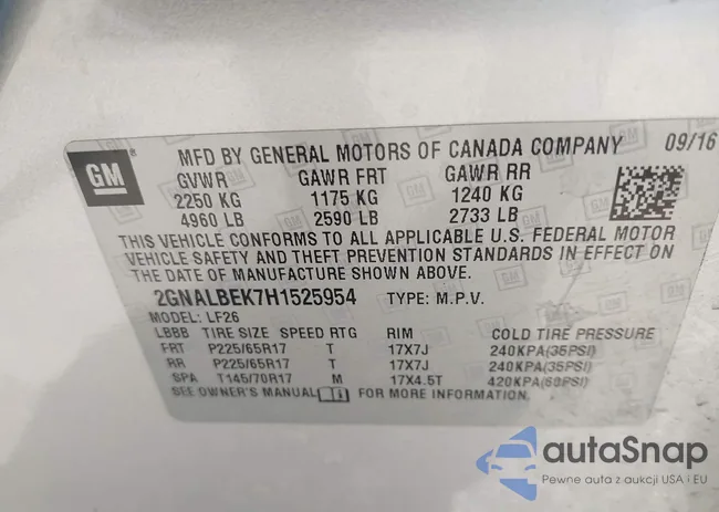 2GNALBEK7H1525954: 43178081