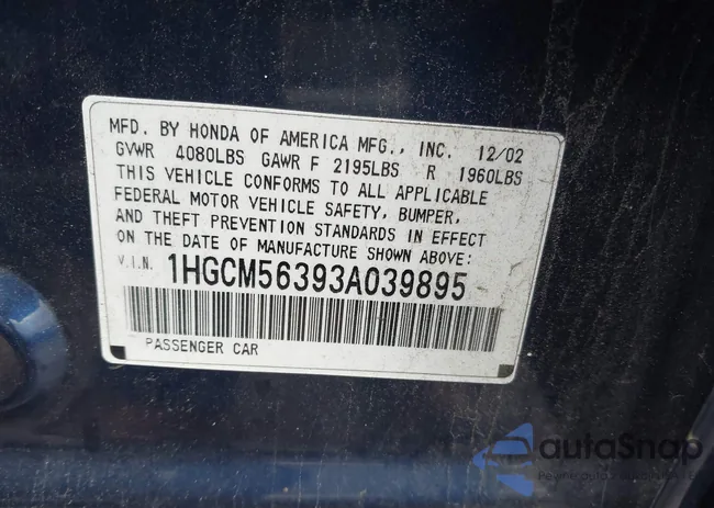 1HGCM56393A039895: 43178174