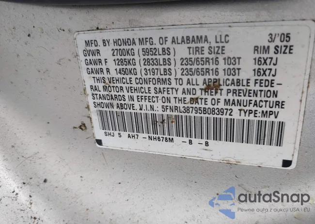 5FNRL38795B083972: 43178233