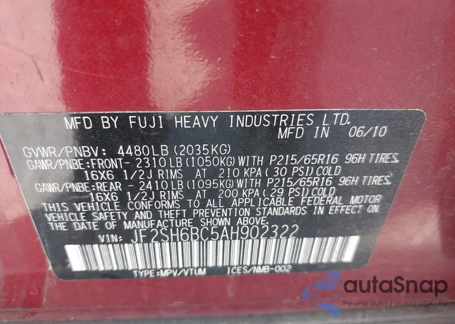 JF2SH6BC5AH902322: 43178241