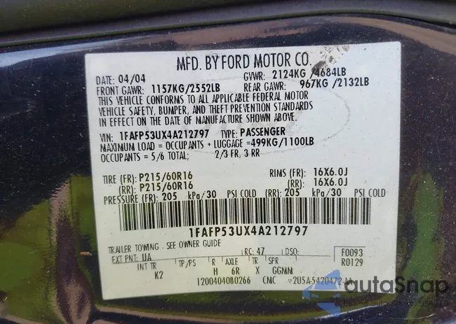 1FAFP53UX4A212797: 43178418