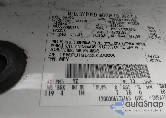 1FMFU18L43LC45885: 43178497