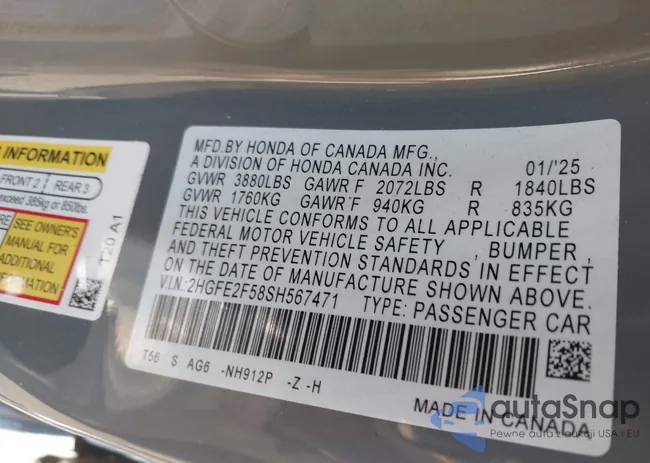 2HGFE2F58SH567471: 43178501