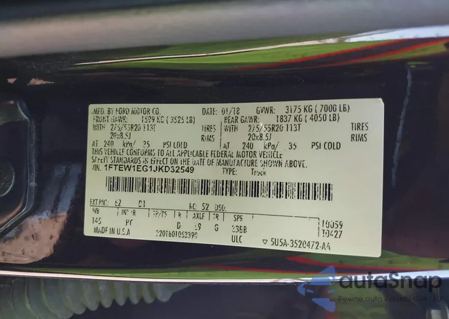 1FTEW1EG1JKD32549: 43178549