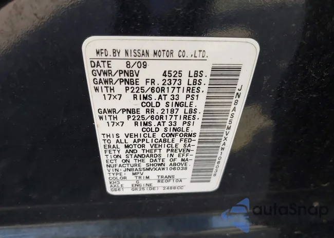 JN8AS5MVXAW106038: 43177757