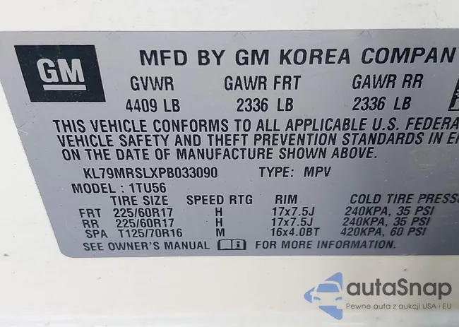 KL79MRSLXPB033090: 43178996