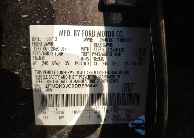 2FMDK3JC9DBE06445: 43179044