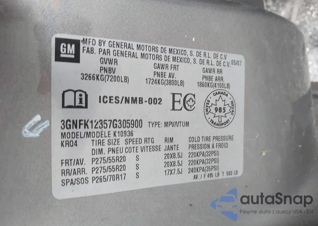 3GNFK12357G305900: 43179079