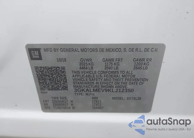 3GKALMEV9KL212350: 43179140