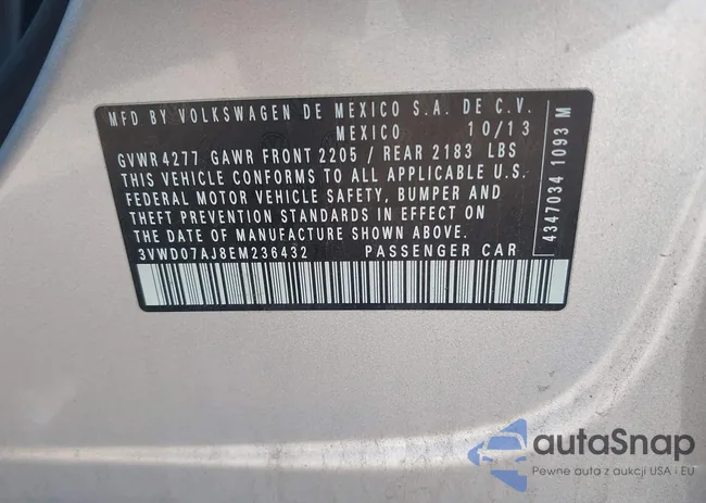 3VWD07AJ8EM236432: 43179196