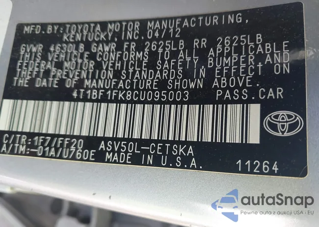 4T1BF1FK8CU095003: 43179316