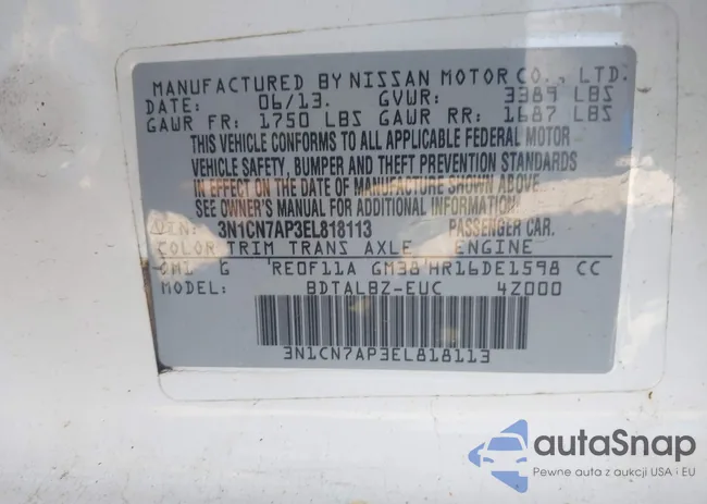 3N1CN7AP3EL818113: 43179345