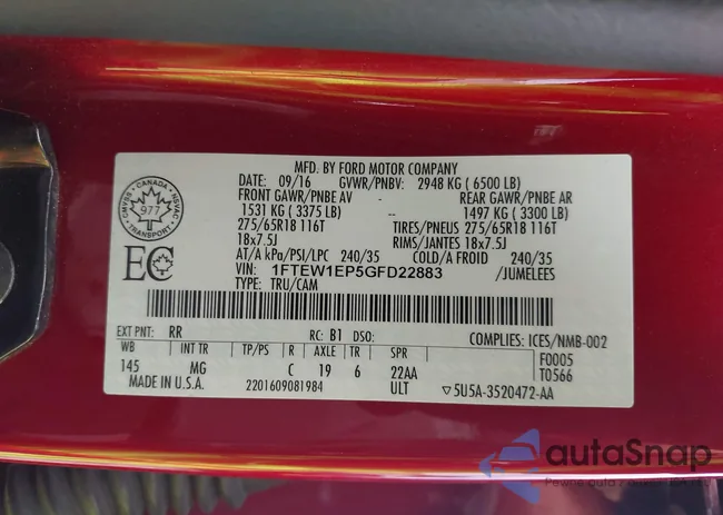 1FTEW1EP5GFD22883: 43179351