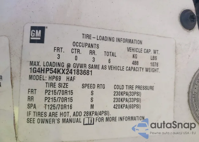 1G4HP54KX24183681: 43179368