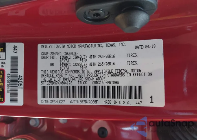 5TFDZ5BN7KX044178: 43179428