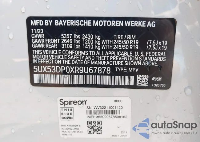 5UX53DP0XR9U67878: 43179452