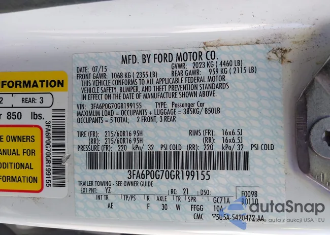 3FA6P0G70GR199155: 43179527