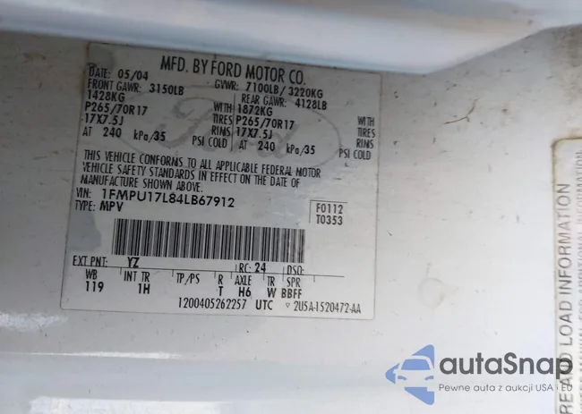 1FMPU17L84LB67912: 43179558