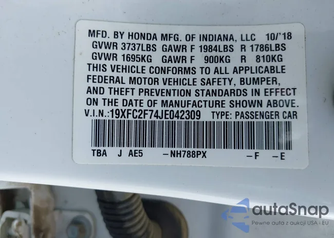 19XFC2F74JE042309: 43178633