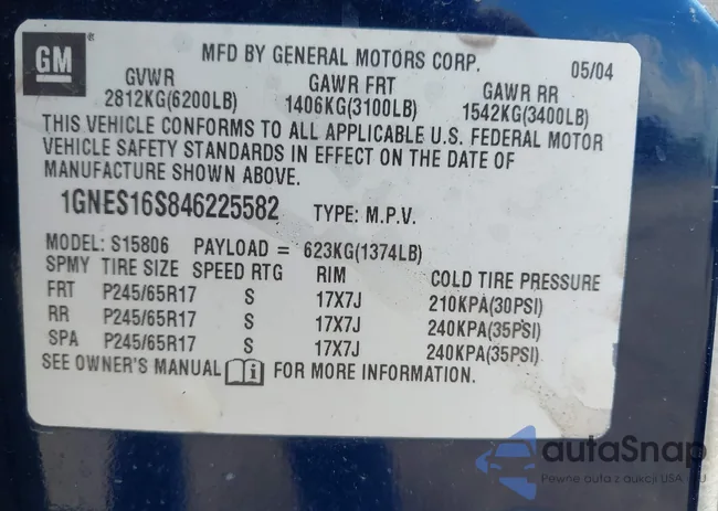 1GNES16S846225582: 43178640