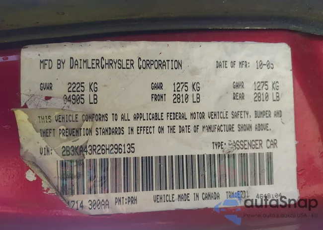 2B3KA43G97H756021: 43178644