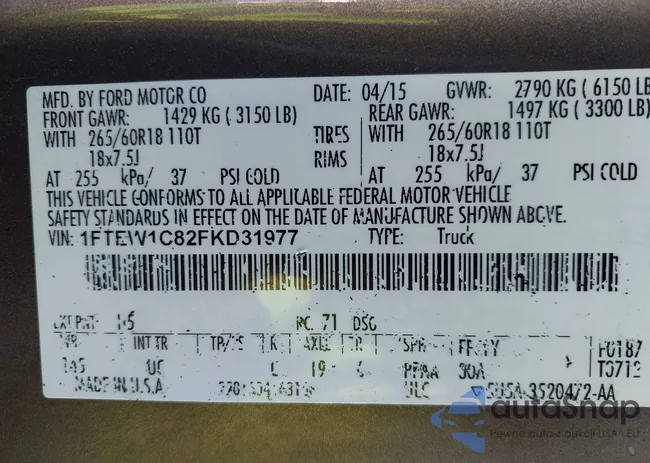 1FTEW1C82FKD31977: 43178674