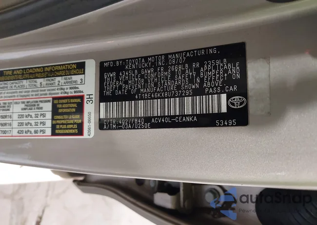 4T1BE46KX8U737295: 43178709