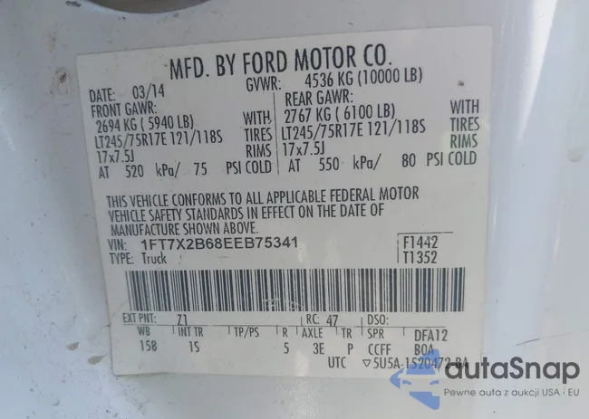 1FT7X2B68EEB75341: 43180010