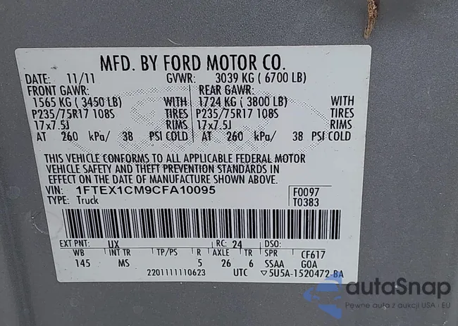 1FTEX1CM9CFA10095: 43180053