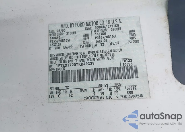 1FTZX1720YKB49329: 43180134