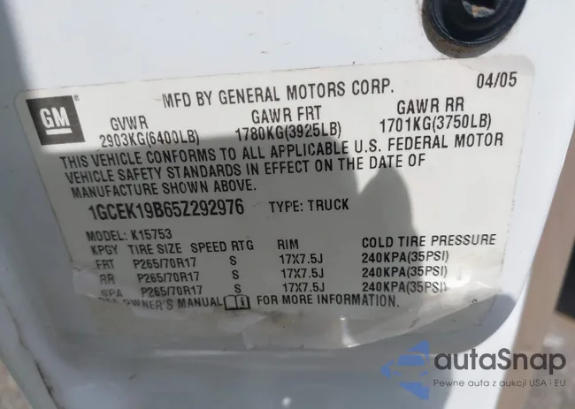 1GCEK19B65Z292976: 43180159