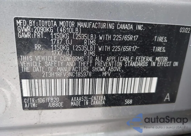 2T3H1RFV3NC185978: 43180170