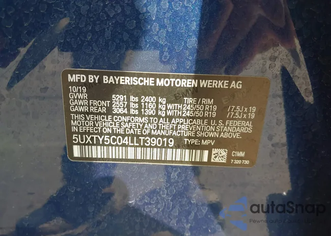 5UXTY5C04LLT39019: 43180285