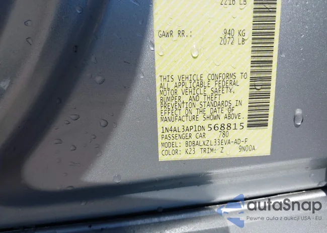 1N4AL3AP1DN568815: 43180332