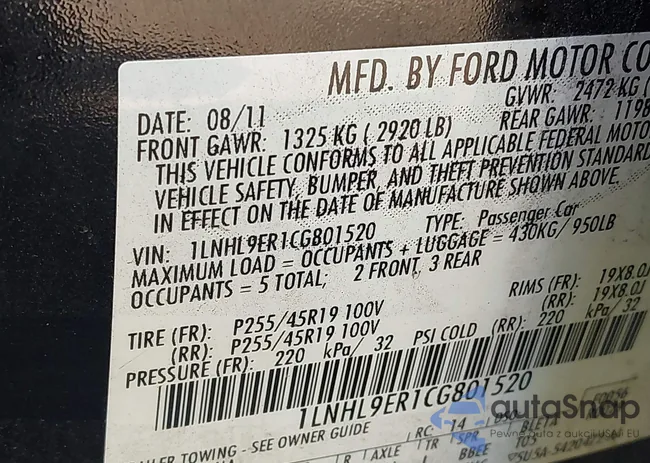 1LNHL9ER1CG801520: 43180387