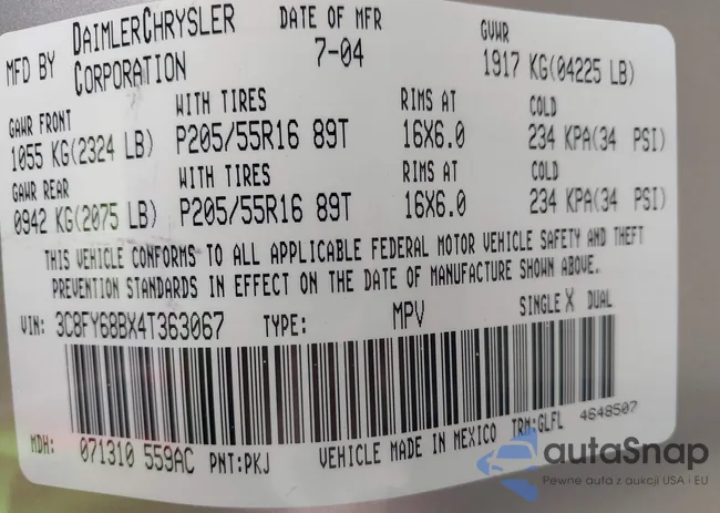 3C8FY68BX4T363067: 43180396