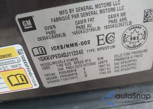 1GKKVPED4DJ112240: 43180433