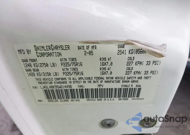 1J4GL48K95W614496: 43180446