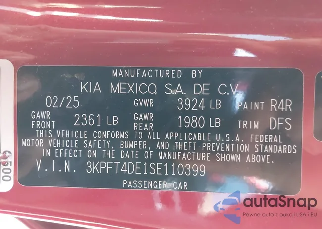 3KPFT4DE1SE110399: 43180467