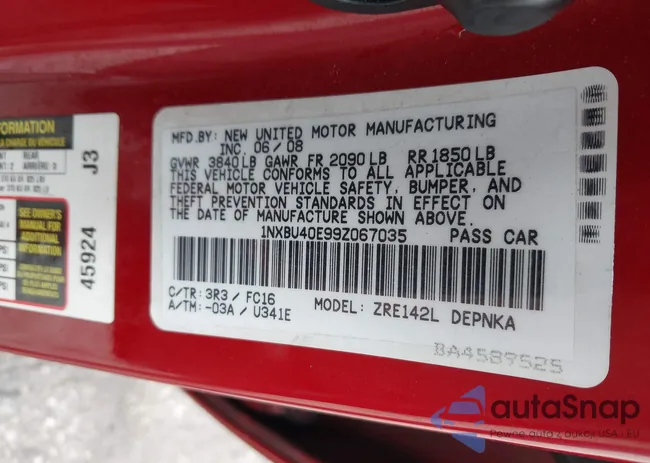 1NXBU40E99Z067035: 43180481