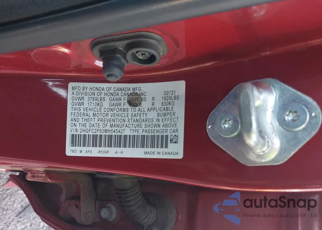 2HGFC2F63MH545427: 43180486