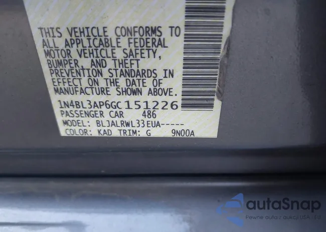 1N4BL3AP6GC151226: 43180531