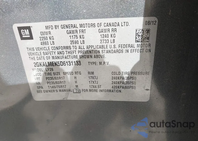 2GKALMEK5D6131133: 43179645